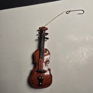 Vintage Mini Wooden Violin Ornament With‎ Real Strings Instrument Music